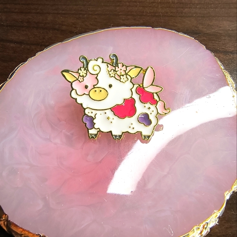Cute Multicolor Cow Enamel Pin